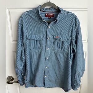 Simms Men's Blue Gingham Shirt Size Large